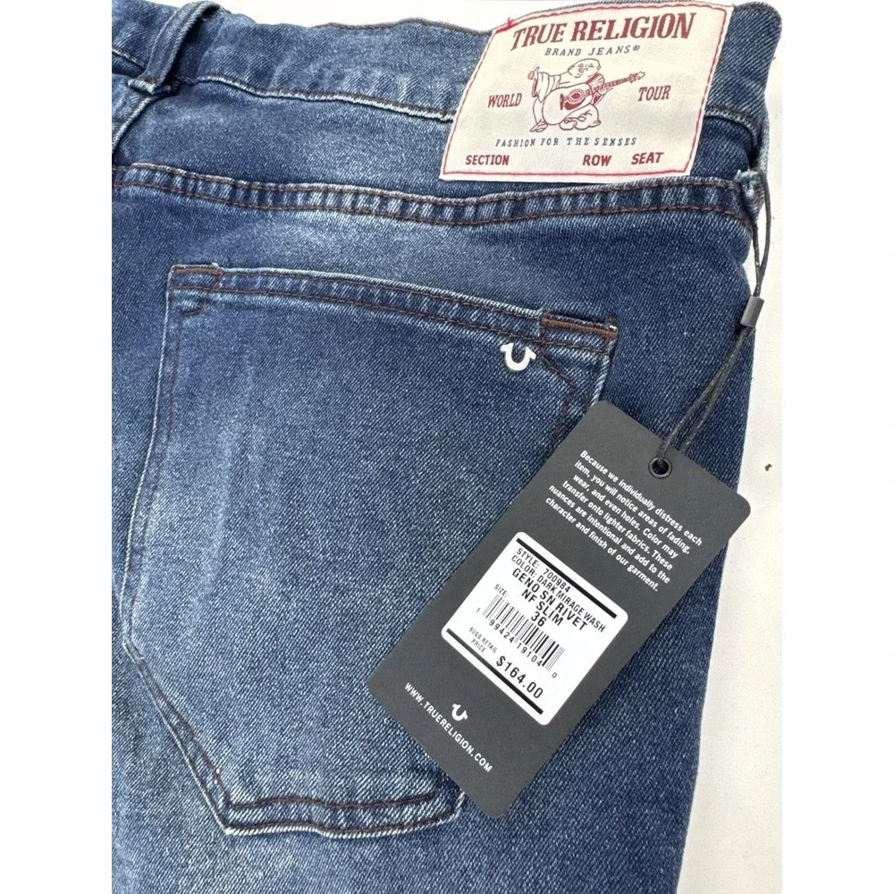 True Religion Geno Relaxed Slim Jeans Mens‎ 36x32 Mirage Wash NWT $164